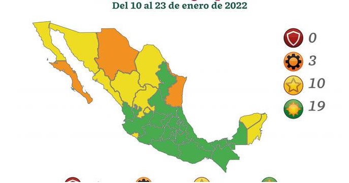 Semáforo Covid-19 en México del 10 al 23 de enero: 3 estados regresarán al naranja