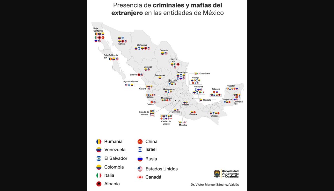 Revelan mapa de mafias extranjeras en México; Chihuahua tiene 5.